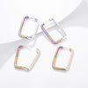 Design Multicolor Zircon Hoop Earrings for Women Colorful Crystal Rectangle Earring Party Wedding Jewelry Gifts 2022