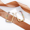 Design Multicolor Zircon Hoop Earrings for Women Colorful Crystal Rectangle Earring Party Wedding Jewelry Gifts 2022