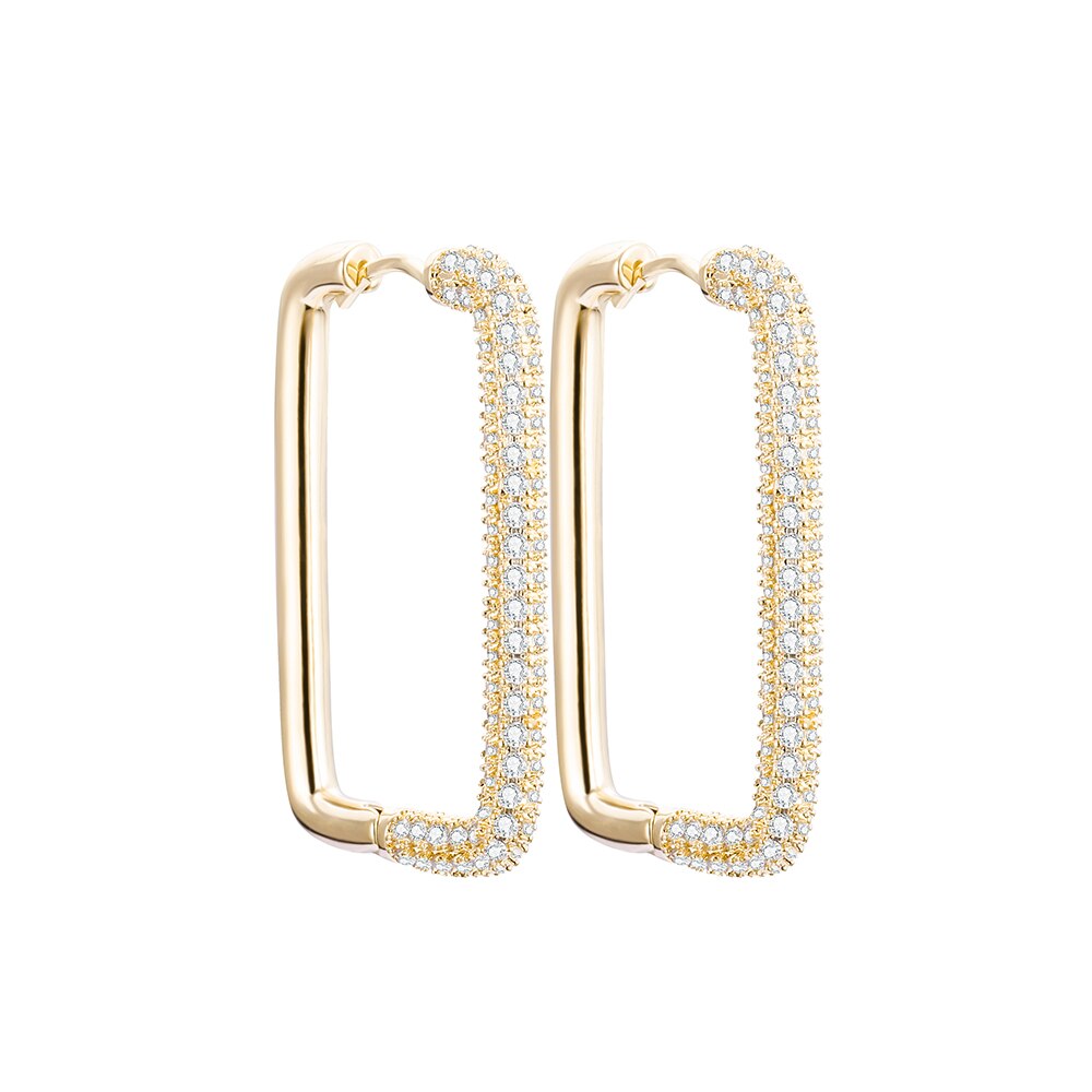 Design Multicolor Zircon Hoop Earrings for Women Colorful Crystal Rectangle Earring Party Wedding Jewelry Gifts 2022
