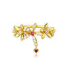 New Design Natural Red Tourmaline Gold Flower Finger Ring Jewelry 925 Sterling Sliver Floral Fairy Rings Bijoux
