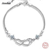 New Design Romantic Double Heart Fashion 925 Sterling Silver Ladies Bracelets Jewelry Brand BSW434