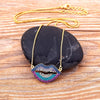 Design Sexy Lips Pendant Necklace Gold Plated Copper Zircon Jewelry Colorful Chain For Women Hip Hop Party Birthday Gifts