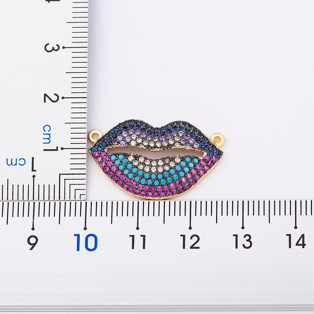 Design Sexy Lips Pendant Necklace Gold Plated Copper Zircon Jewelry Colorful Chain For Women Hip Hop Party Birthday Gifts