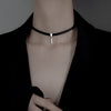 Design Simple Ladies Clavicle Chain Neck Fresh And Luxurious Word Black Cool Ribbon Temperament White Pendant Jewelry Gift