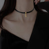 Design Simple Ladies Clavicle Chain Neck Fresh And Luxurious Word Black Cool Ribbon Temperament White Pendant Jewelry Gift