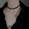 Design Simple Ladies Clavicle Chain Neck Fresh And Luxurious Word Black Cool Ribbon Temperament White Pendant Jewelry Gift