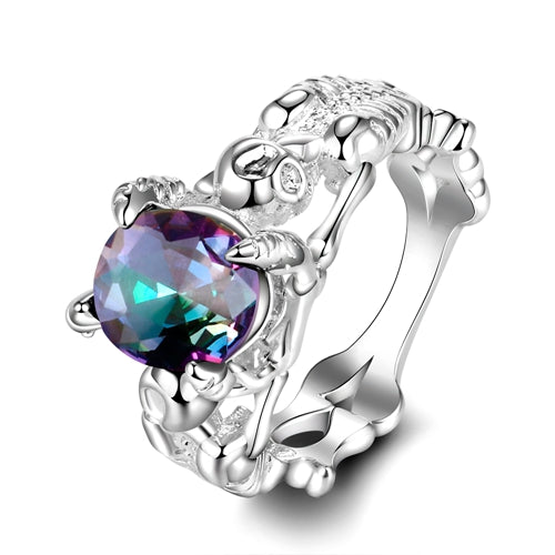 New Design Skull Silver 925 Jewelry Rings For Women Charm Multicolor Topaz Ring Anniversary Party gift Wholesale Fast Shipping
