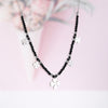 Design Stainless Steel Necklace For Woman Silvery Small Four-Leaf Clover Pendant Black Beads Chain Choker Jewelry