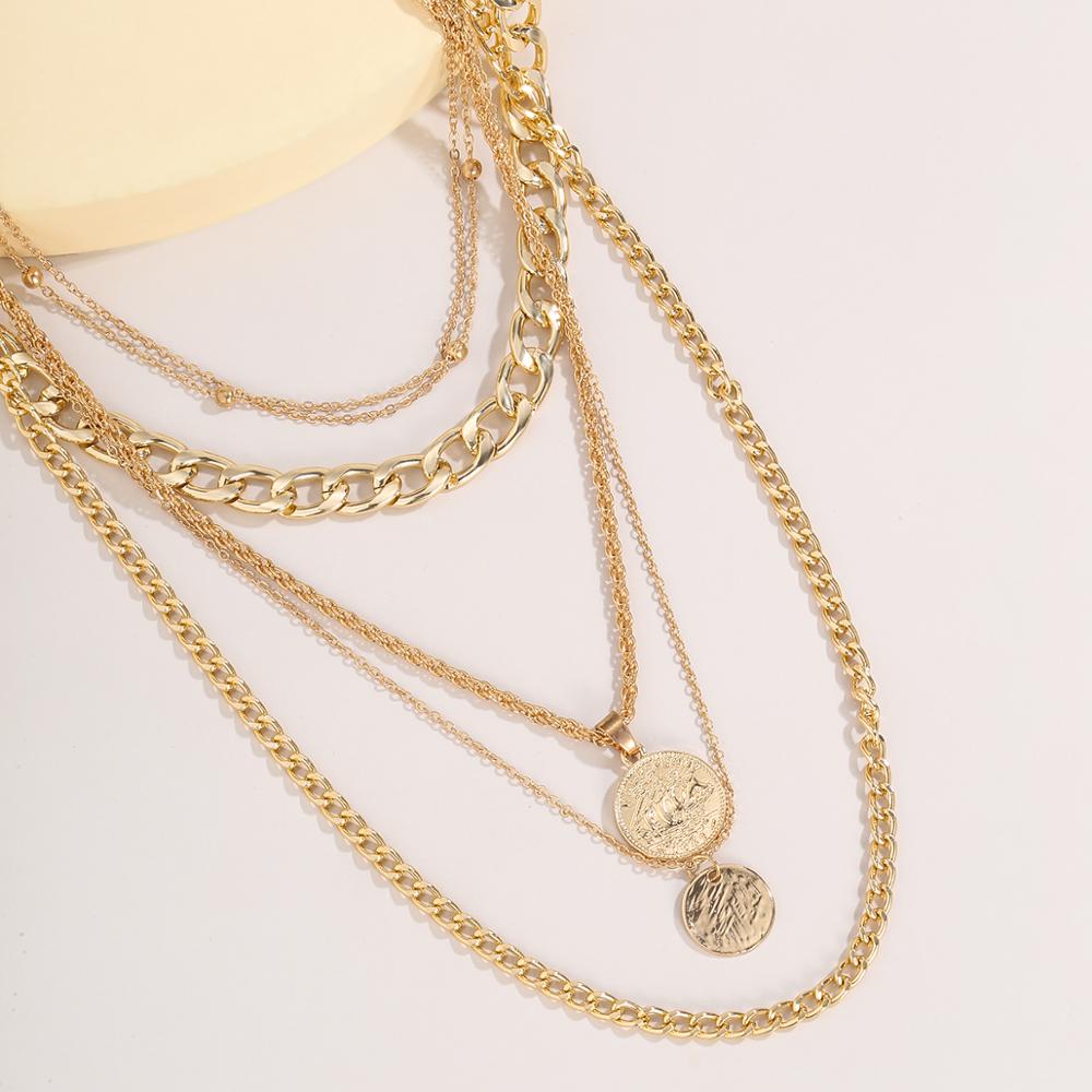 Design Statement Tredndy Neck Chain Set Chic Metal Sweater Chain Vintage Necklace Sets Mutilayered Chian Necklaces