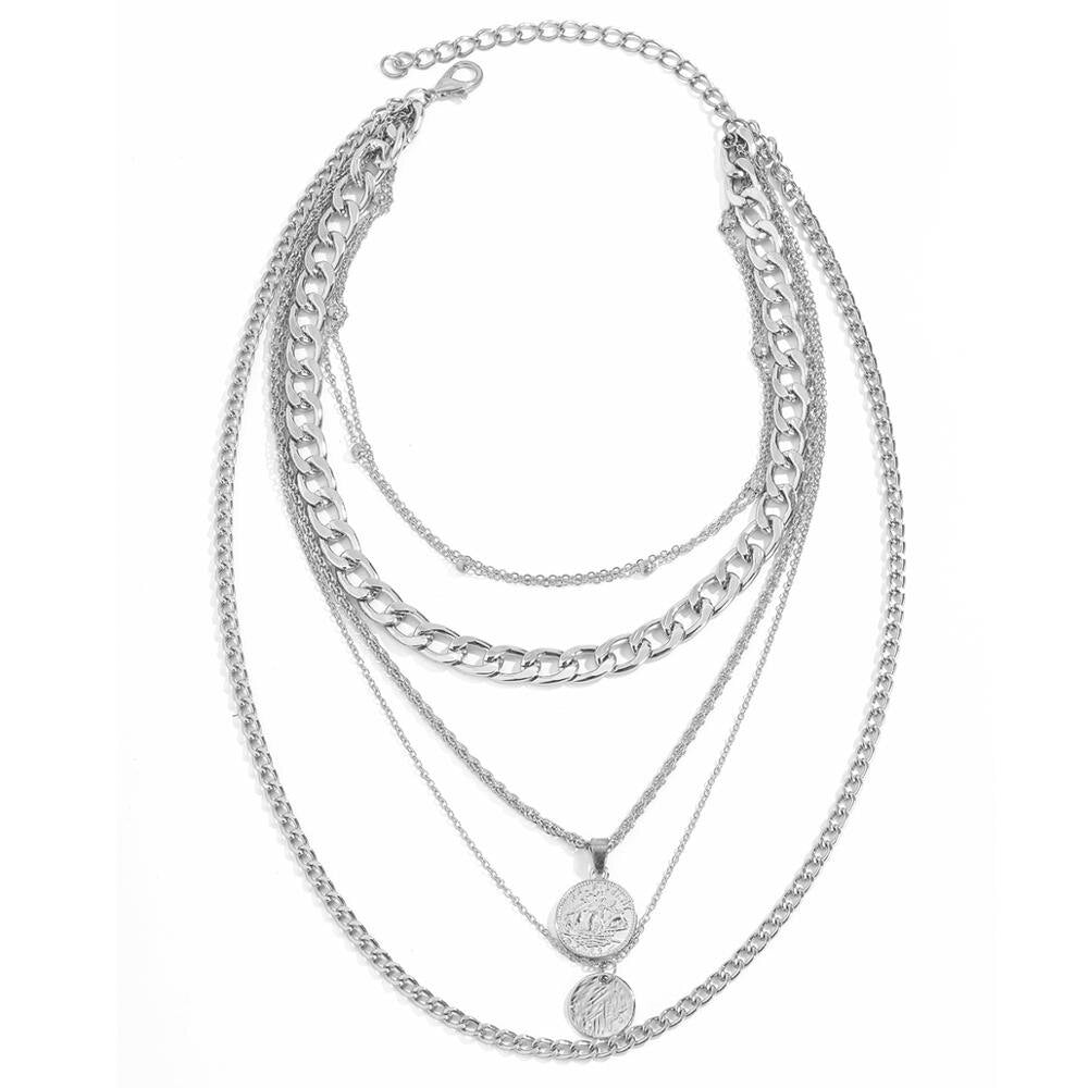 Design Statement Tredndy Neck Chain Set Chic Metal Sweater Chain Vintage Necklace Sets Mutilayered Chian Necklaces