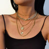 Design Statement Tredndy Neck Chain Set Chic Metal Sweater Chain Vintage Necklace Sets Mutilayered Chian Necklaces