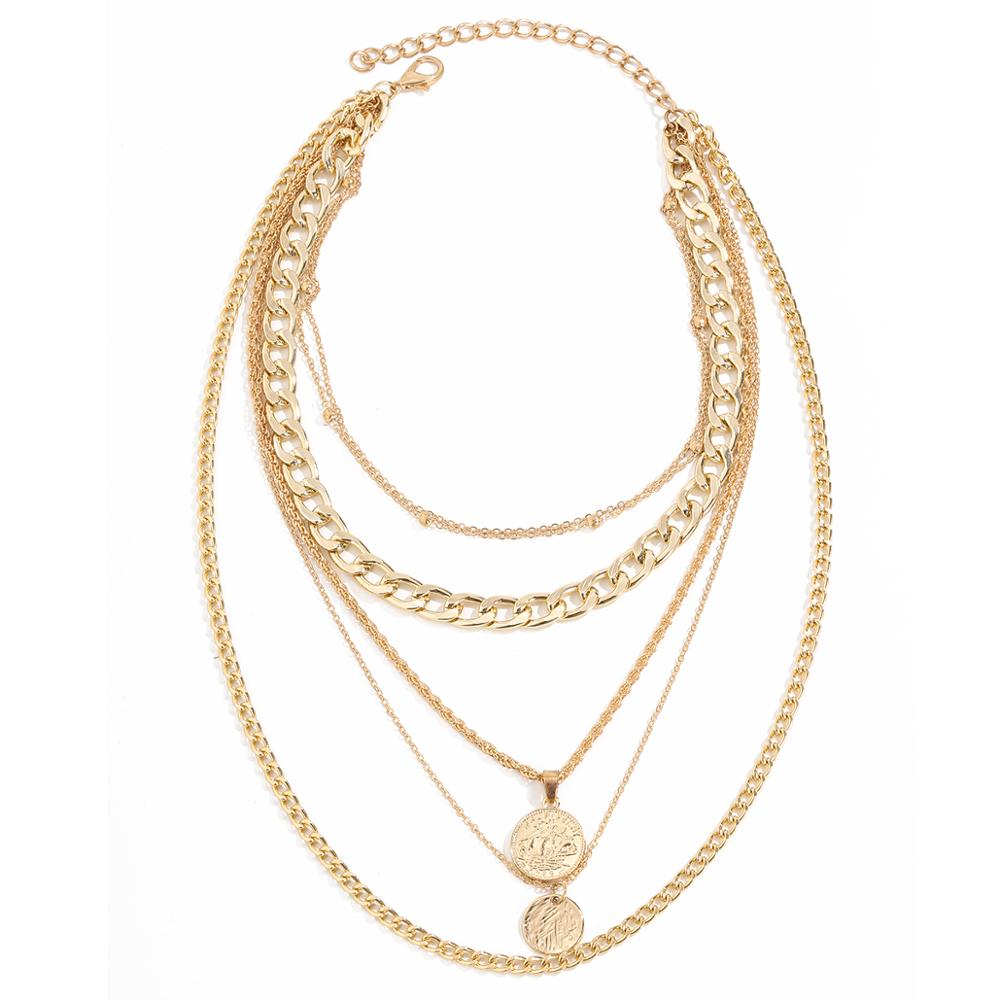 Design Statement Tredndy Neck Chain Set Chic Metal Sweater Chain Vintage Necklace Sets Mutilayered Chian Necklaces