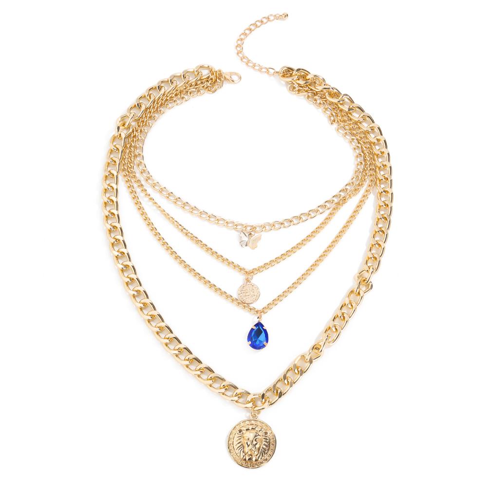 Design Statement Tredndy Neck Chain Set Chic Metal Sweater Chain Vintage Necklace Sets Mutilayered Chian Necklaces