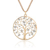 Design Tree Of Life Necklace For Woman Gold Color 3-layer Composite Chain Gig Crystal Round Pendant Long Necklaces Jewelry