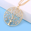 Design Tree Of Life Necklace For Woman Gold Color 3-layer Composite Chain Gig Crystal Round Pendant Long Necklaces Jewelry