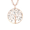 Design Tree Of Life Necklace For Woman Gold Color 3-layer Composite Chain Gig Crystal Round Pendant Long Necklaces Jewelry
