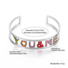 Design You&amp;Me Letter Cuff Bracelet For Woman Lover Bestfriend Colorful Rhinestone Hollow Bracelets&amp;Bangles Jewelry