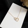 Double Circle Interlocking Clavicle Short Necklace Golden Necklace Choker for Women Girls Ladies Jewelry Accessories