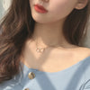 Double Circle Interlocking Clavicle Short Necklace Golden Necklace Choker for Women Girls Ladies Jewelry Accessories