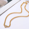 Double Layer Heart Necklace Gold Color Thick Chain CZ Zircon Pendant Chokers Necklaces for Women Classic Jewelry Accessories