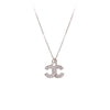 Double Letter C-Shape Necklace Rose Gold Color Crystal Rhinestone Necklace for Women Luxurious CC Party Pendant