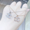 Double Letter C-Shape Necklace Rose Gold Color Crystal Rhinestone Necklace for Women Luxurious CC Party Pendant