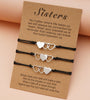 Doule Heart Butterfly Sisters Card Bracelets  Friendship Stainless Steel Handmade Birthday Gift Mother's Day Jewelrys