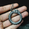 Dragon Necklace Ouroboros Dragon Pendant Alloy Round Amulet Punk Hip Hop Jewelry Decor Gift for Men and Women AIC88