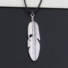 Durable Black Faux Leather Cord Choker Feather Charm DIY Necklace Boho Tibetan Silver Color Pendant