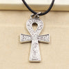 Durable Black Faux Leather Egyptian Ankh Life Symbol Pendant Cord Choker Charm DIY Retro Necklace Jewelry