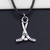 Durable Black Faux Leather Hockey Club Pendant Cord Choker DIY Necklace Retro Boho Tibetan Silver Color