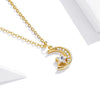 Electroplating Star and Moon Titanium Steel Necklace Gold Small and Smart Inlaid Zircon Temperament Niche Clavicle Chain
