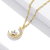 Electroplating Star and Moon Titanium Steel Necklace Gold Small and Smart Inlaid Zircon Temperament Niche Clavicle Chain