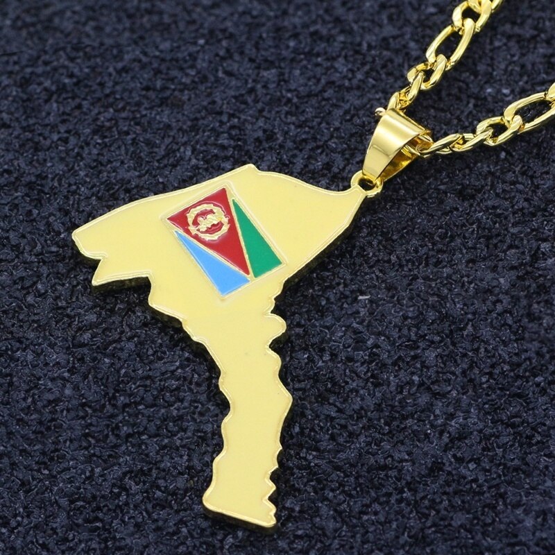 Eritrean Country Map Pendant Necklace Men's Necklace Metal Country Map Necklace Pendant Accessories Party Jewelry