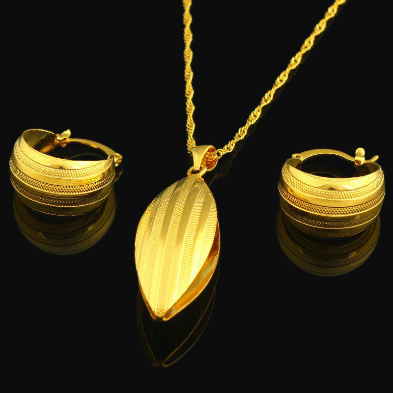 New Ethiopian Jewelry Set 22K Gold Color Necklace/Pendant/Earring Jewelry African/Nigeria/Arabic Bridal Wedding Jewelry Sets