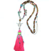 New Ethnic Handcraft Tibet Silver Tauren Vintage Jewelry Leather Tassel Long Necklace Pendants