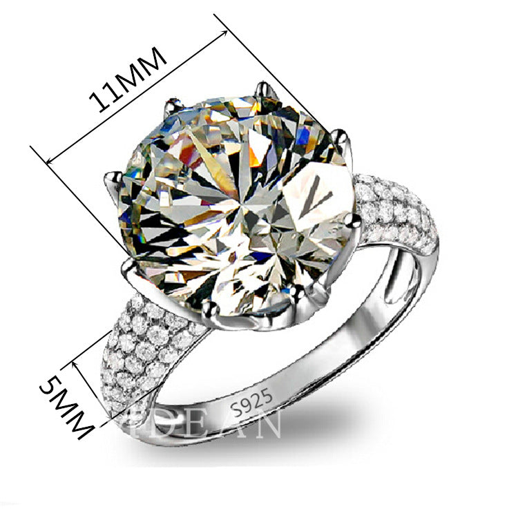 New European 925 silver Needle Hollow Carved RING RING Female Crystal from Swarovski Wedding jewelry Wild Anti-allergic
