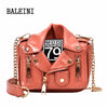 European Brand Designer Chain Motorcycle Bags Women Clothing Shoulder Rivet Jacket Bags Messenger Bag Women Leather Handbags