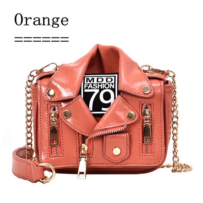 European Brand Designer Chain Motorcycle Bags Women Clothing Shoulder Rivet Jacket Bags Messenger Bag Women Leather Handbags