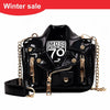European Brand Designer Chain Motorcycle Bags Women Clothing Shoulder Rivet Jacket Bags Messenger Bag Women Leather Handbags