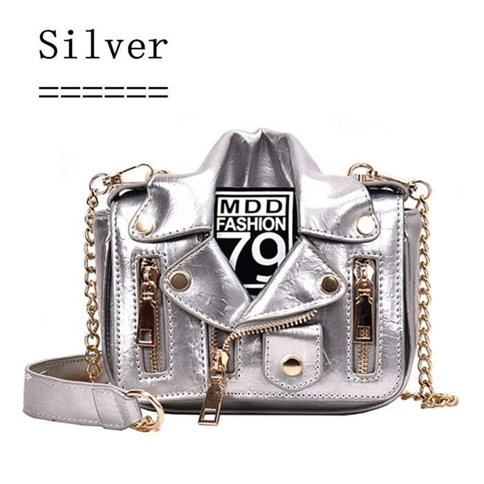 European Brand Designer Chain Motorcycle Bags Women Clothing Shoulder Rivet Jacket Bags Messenger Bag Women Leather Handbags