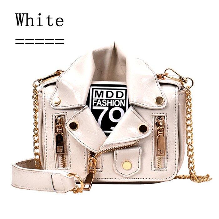 European Brand Designer Chain Motorcycle Bags Women Clothing Shoulder Rivet Jacket Bags Messenger Bag Women Leather Handbags