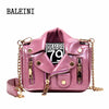 European Brand Designer Chain Motorcycle Bags Women Clothing Shoulder Rivet Jacket Bags Messenger Bag Women Leather Handbags