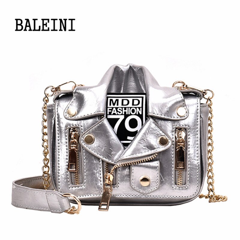 European Brand Designer Chain Motorcycle Bags Women Clothing Shoulder Rivet Jacket Bags Messenger Bag Women Leather Handbags