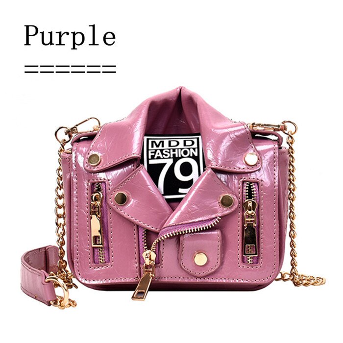 European Brand Designer Chain Motorcycle Bags Women Clothing Shoulder Rivet Jacket Bags Messenger Bag Women Leather Handbags