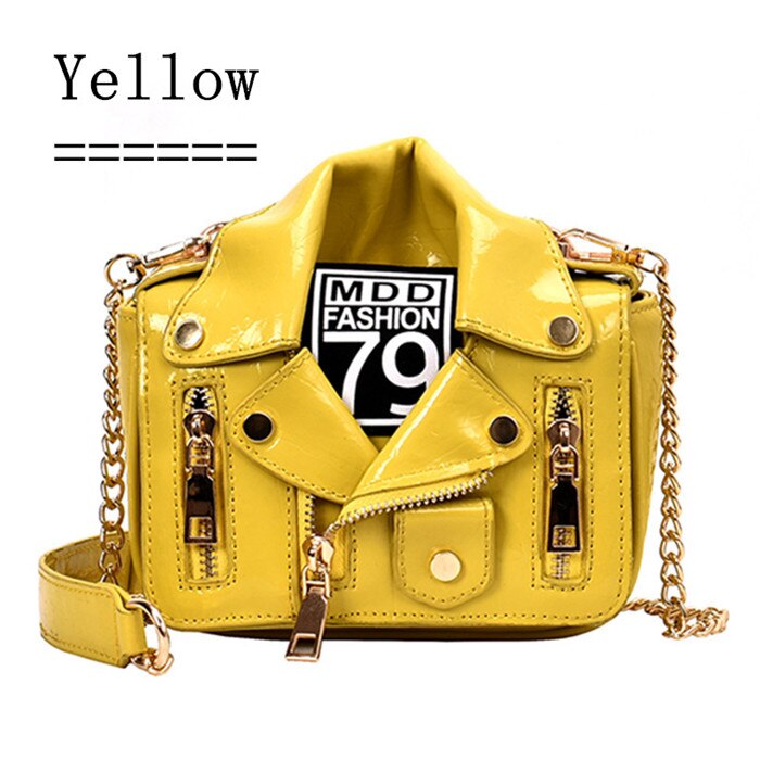 European Brand Designer Chain Motorcycle Bags Women Clothing Shoulder Rivet Jacket Bags Messenger Bag Women Leather Handbags