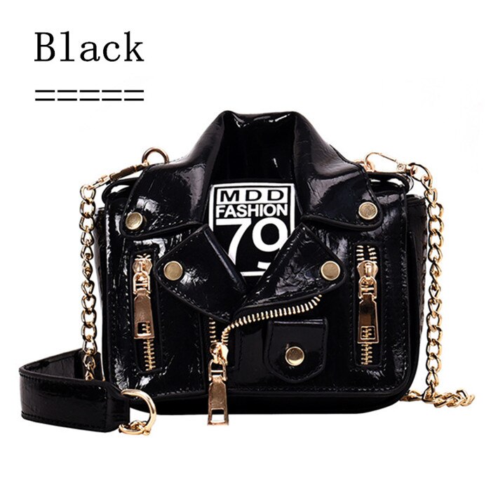 European Brand Designer Chain Motorcycle Bags Women Clothing Shoulder Rivet Jacket Bags Messenger Bag Women Leather Handbags