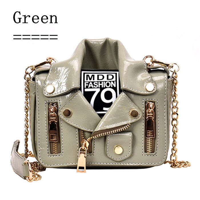European Brand Designer Chain Motorcycle Bags Women Clothing Shoulder Rivet Jacket Bags Messenger Bag Women Leather Handbags