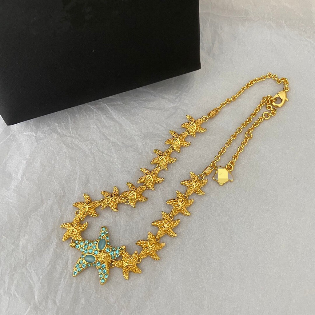 European and American Colored Starfish Design Necklace