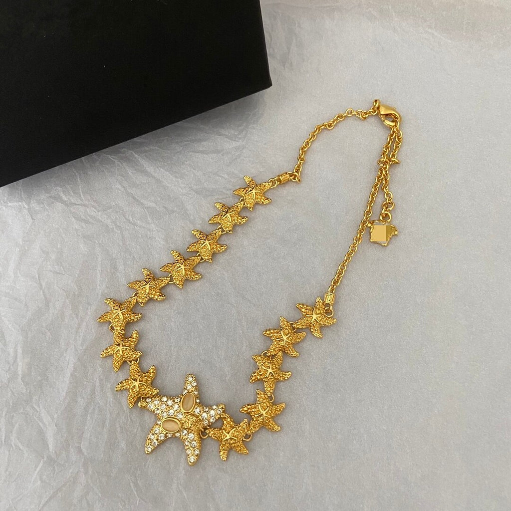 European and American Colored Starfish Design Necklace